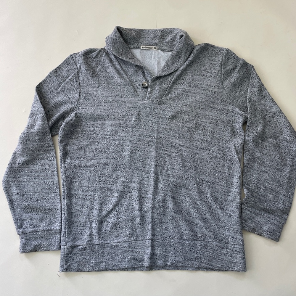 Marine Layer Shirt Mens Medium Knox Shawl Neck Long Sleeve Pullover Sweater Top